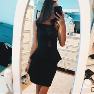Black Peplum Dress w/ Mesh | Guess